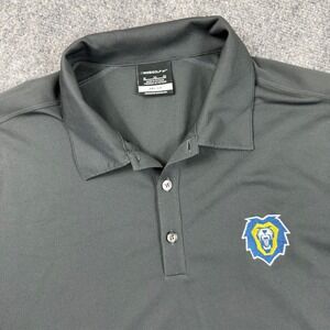 Nike Polo Shirt XL Gray Golf‎ Dri-FIT Vanguatd Lion Logo Athletic Men's